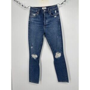 Agolde Jeans Womens Size 24 Blue Skinny Distressed Cropped Urban Casual City